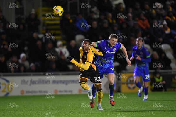 270126 - Newport County v Accrington Stanley - Sky Bet League 2 - Tanatswa Nyakuhwa of Newport County is challenged by Devon Matthews of Accrington