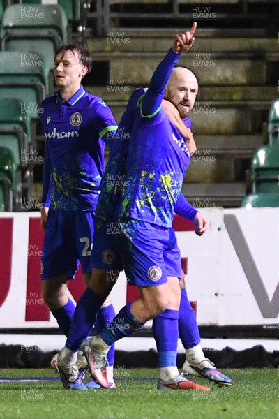 270126 - Newport County v Accrington Stanley - Sky Bet League 2 - Paddy Madden of Accrington celebrates scoring a goal with team mates