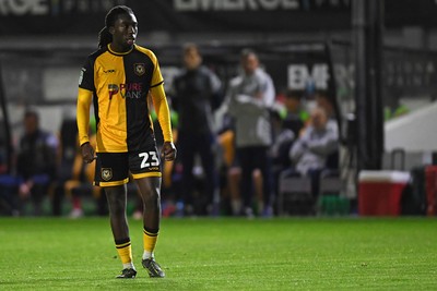 230925 - Newport County v Arsenal U21 - Vertu Trophy - Michael Reindorf of Newport County