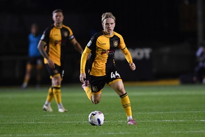 230925 - Newport County v Arsenal U21 - Vertu Trophy - Sam Braybrooke of Newport County