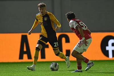 230925 - Newport County v Arsenal U21 - Vertu Trophy - Michael Spellman of Newport County