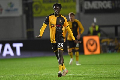 230925 - Newport County v Arsenal U21 - Vertu Trophy - Nathan Opoku of Newport County