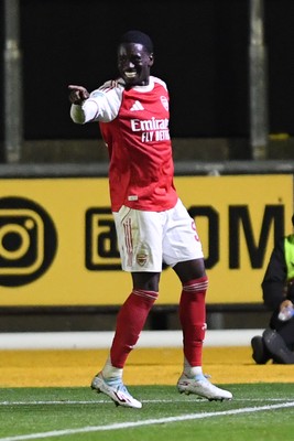230925 - Newport County v Arsenal U21 - Vertu Trophy - Josh Nicols of Arsenal U21s celebrates scoring a goal
