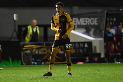 230925 - Newport County v Arsenal U21 - Vertu Trophy - Myles Mckenzie of Newport County makes his debut