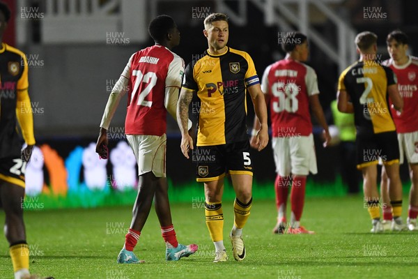 230925 - Newport County v Arsenal U21 - Vertu Trophy - Dejected James Clarke of Newport County