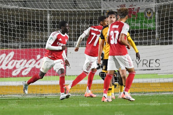 230925 - Newport County v Arsenal U21 - Vertu Trophy - Josh Nicols of Arsenal U21s celebrates scoring a goal