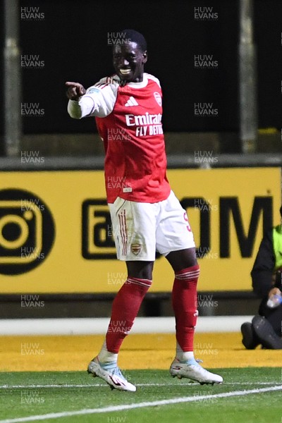230925 - Newport County v Arsenal U21 - Vertu Trophy - Josh Nicols of Arsenal U21s celebrates scoring a goal