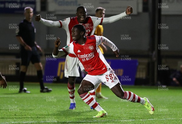 121021 - Newport County v Arsenal U21s - Papa Johns Trophy - Charles Sagoe Jr of Arsenal U21s celebrates scoring a goal in the final minutes of the game