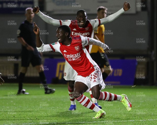 121021 - Newport County v Arsenal U21s - Papa Johns Trophy - Charles Sagoe Jr of Arsenal U21s celebrates scoring a goal in the final minutes of the game