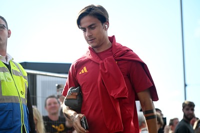040826 - Newport County v AS Roma - Pre-Season Friendly - Paulo Dybala of Roma arrives at the stadium