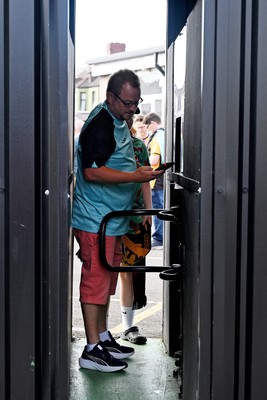 040826 - Newport County v AS Roma - Pre-Season Friendly - Fans arrive through the turnstiles