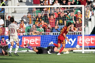 040826 - Newport County v AS Roma - Pre-Season Friendly - Mario Hermoso of Roma scores the first goal of the game