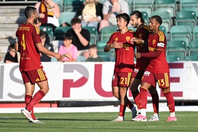 040826 - Newport County v AS Roma - Pre-Season Friendly - Mario Hermoso of Roma scores the first goal of the game