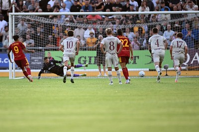 040826 - Newport County v AS Roma - Pre-Season Friendly - Santiago Castro of Roma scores a goal from the penalty spot