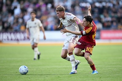 040826 - Newport County v AS Roma - Pre-Season Friendly - Tom Davies of Newport County