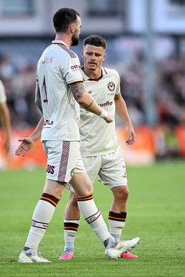 040826 - Newport County v AS Roma - Pre-Season Friendly - Kyle Cameron of Newport County celebrates scoring a goal with team mates
