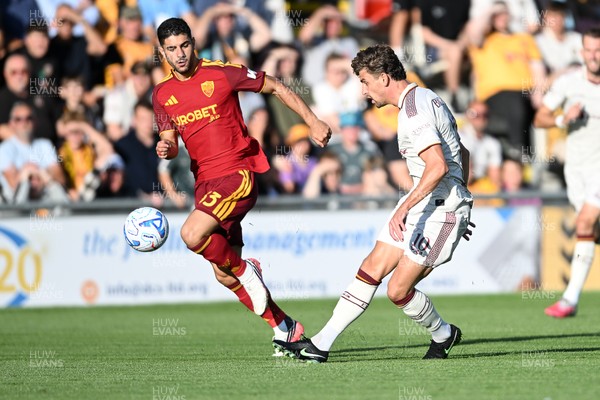 040826 - Newport County v AS Roma - Pre-Season Friendly - Harrison Biggins of Newport County has a shot from distance