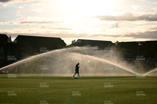040826 - Newport County v AS Roma - Pre-Season Friendly - The groundsman on the pitch at half time