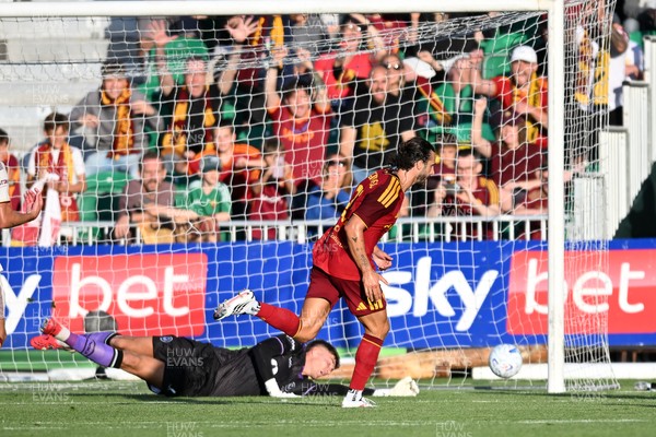 040826 - Newport County v AS Roma - Pre-Season Friendly - Mario Hermoso of Roma scores the first goal of the game