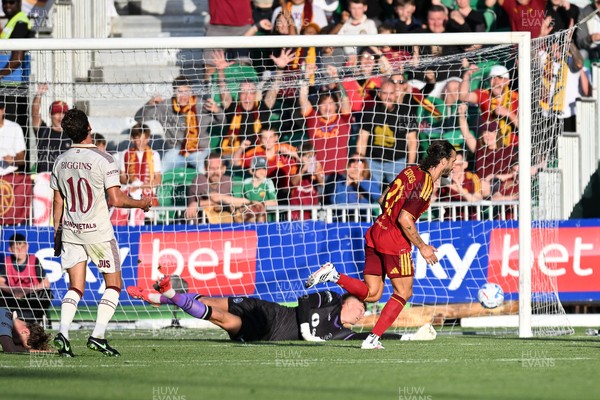 040826 - Newport County v AS Roma - Pre-Season Friendly - Mario Hermoso of Roma scores the first goal of the game