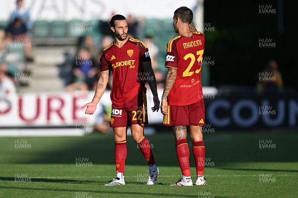 040826 - Newport County v AS Roma - Pre-Season Friendly - Gianluca Mancini of Roma and Mario Hermoso of Roma
