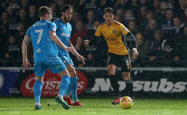 211117 - Newport County v Barnet - SkyBet League Two - Ben White of Newport County passes the ball