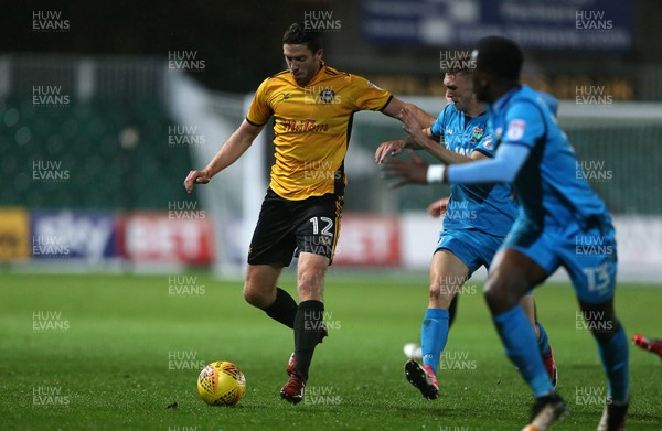 211117 - Newport County v Barnet - SkyBet League Two - Ben Tozer of Newport County controls the ball