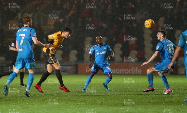 211117 - Newport County v Barnet - SkyBet League Two - Ben White of Newport County scores the first goal of the game