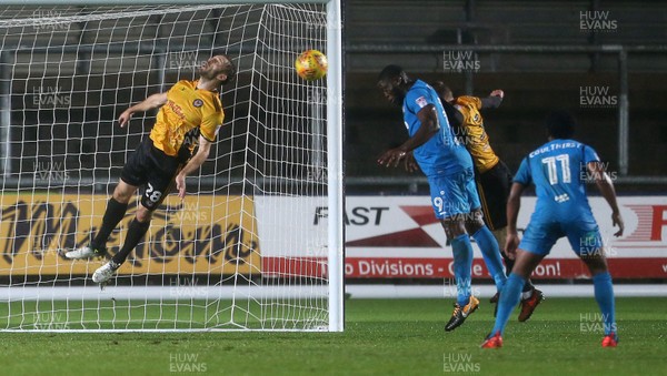 211117 - Newport County v Barnet - SkyBet League Two - John Akinde of Barnet scores in the 88th minute