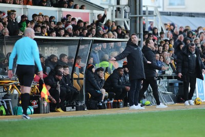 261225 - Newport County v Barnet - Sky Bet League 2 - Manager of Newport County Christian Fuchs is frustrated at a decision by referee Stephen Parkinson