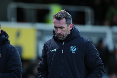 261225 - Newport County v Barnet - Sky Bet League 2 - Manager of Newport County Christian Fuchs leaves the field at half time