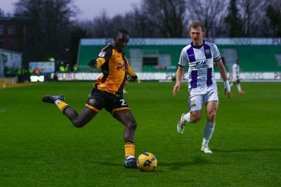 261225 - Newport County v Barnet - Sky Bet League 2 - Nathaniel Opoku of Newport County whips in a cross