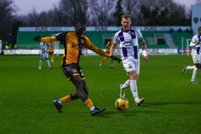 261225 - Newport County v Barnet - Sky Bet League 2 - Nathaniel Opoku of Newport County whips in a cross