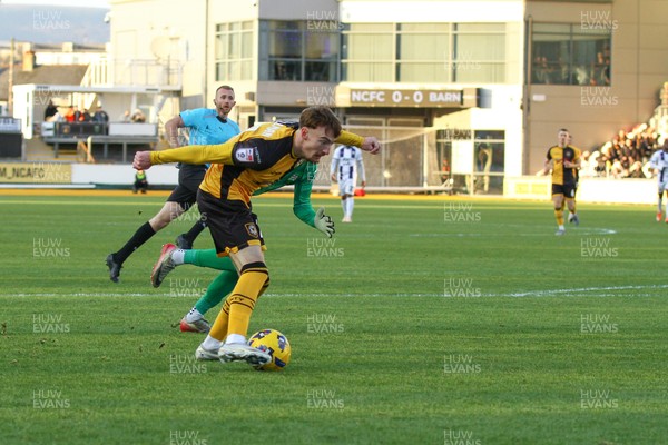 261225 - Newport County v Barnet - Sky Bet League 2 - Michael Spellman of Newport County crosses after rounding the keeper