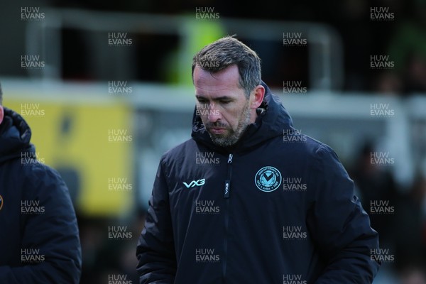 261225 - Newport County v Barnet - Sky Bet League 2 - Manager of Newport County Christian Fuchs leaves the field at half time