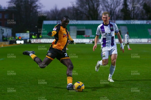 261225 - Newport County v Barnet - Sky Bet League 2 - Nathaniel Opoku of Newport County whips in a cross
