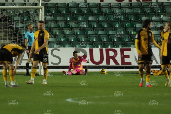 261225 - Newport County v Barnet - Sky Bet League 2 - Jordan Wright of Newport County goes down injured