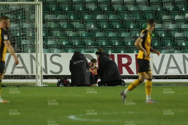261225 - Newport County v Barnet - Sky Bet League 2 - Jordan Wright of Newport County receives treatment
