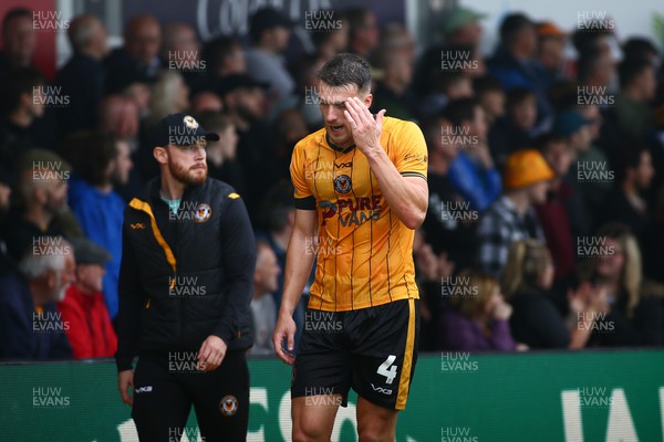 160923 - Newport County v Barrow - Sky Bet League 2 -  Ryan Delaney of Newport County is dejected after being sent off