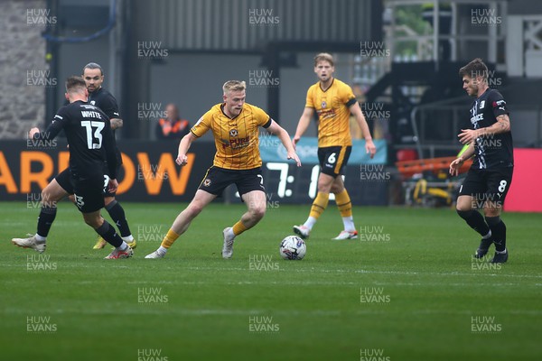 160923 - Newport County v Barrow - Sky Bet League 2 - Will Evans of Newport County battles for possession with Tom White (13) and Kian Spence of Barrow AFC