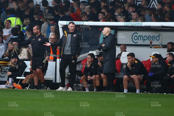160923 - Newport County v Barrow - Sky Bet League 2 -  Manager of Newport County Graham Coughlan makes a point to fourth official Steven Rushton