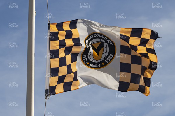 170922 - Newport County v Barrow - Sky Bet League 2 - Newport County flag at half mast ahead of the match