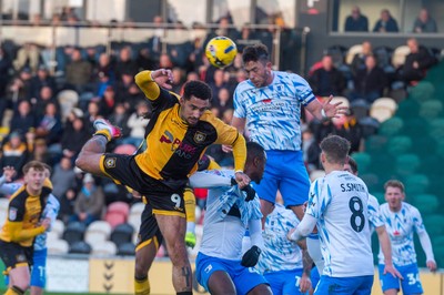 291125 - Newport County v Barrow - Sky Bet League 2 - Courtney Baker-Richardson of Newport County competes for the ball
