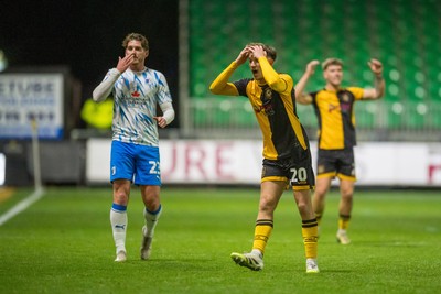 291125 - Newport County v Barrow - Sky Bet League 2 - Ben Lloyd of Newport County can’t believe the decision