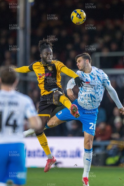 291125 - Newport County v Barrow - Sky Bet League 2 - Cameron Antwi of Newport County and Isaac Fletcher of Barrow compete for the ball