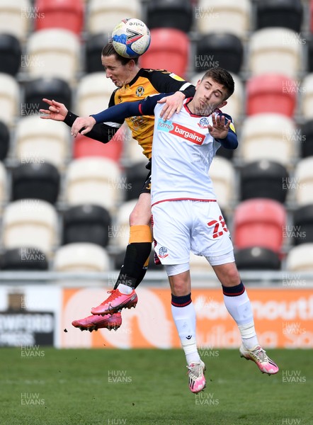 050421 - Newport County v Bolton Wanderers - EFL SkyBet League 2 - Aaron Lewis of Newport County and Declan John of Bolton