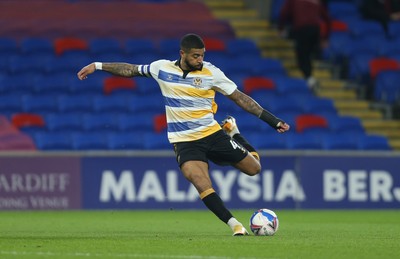 090321 Newport County v Bradford City, Sky Bet League 2 - Joss Labadie of Newport County fires a shot at goal