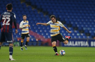 090321 Newport County v Bradford City, Sky Bet League 2 - Matty Dolan of Newport County fires a shot at goal