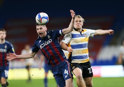 090321 Newport County v Bradford City, Sky Bet League 2 - Paudie O'Connor of Bradford City is challenged by Jake Scrimshaw of Newport County