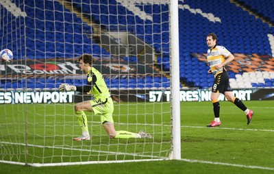 090321 Newport County v Bradford City, Sky Bet League 2 - Matty Dolan of Newport County scores the winning goal from the penalty spot with the final kick of the match